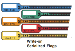 Write-on Serialized Flag Tie Markers, 6" Wrap (1-1/8" X 5/8" Flag)